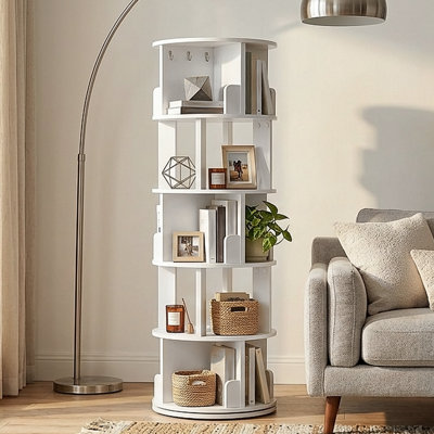 Bibliothèque pivotante à 360 °, étagère de rangement et de présentation pour le bureau à domicile et le salon