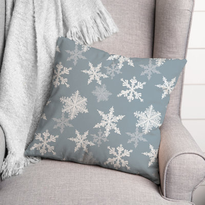 Blue Snowflake Pattern Throw Pillow
