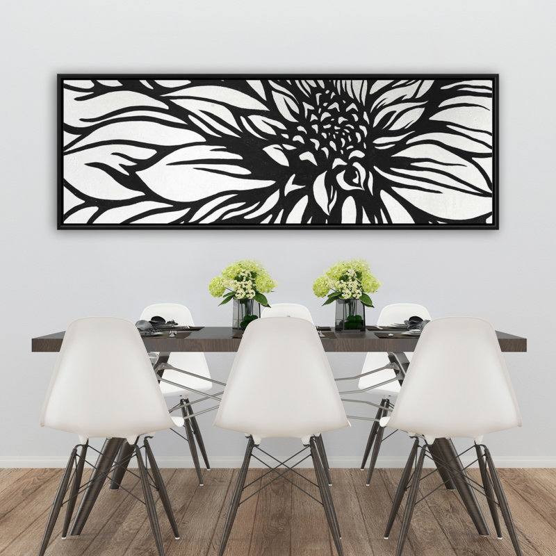 Style de fleur de dahlia | Décoration de bureau encadrée en toile, H 21,25 po x l 61,25 po