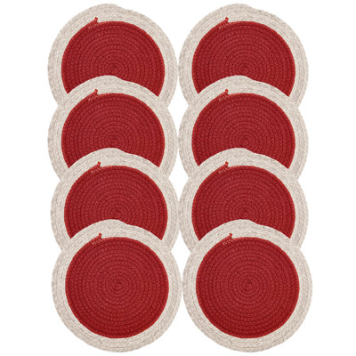 Polyester Agate Ceramic Jute Leather Crystal Circle Round 8 Piece Coaster Set