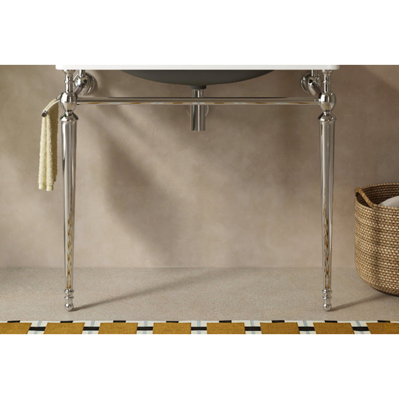 Console de salle de bain 36 po avec pieds en fer, sans lavabo et robinet, Chrome chrome, 34"