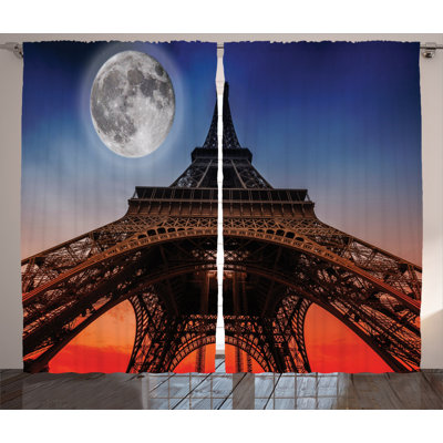 Eiffel Tower Semi-Sheer Rod Pocket Curtain Panels
