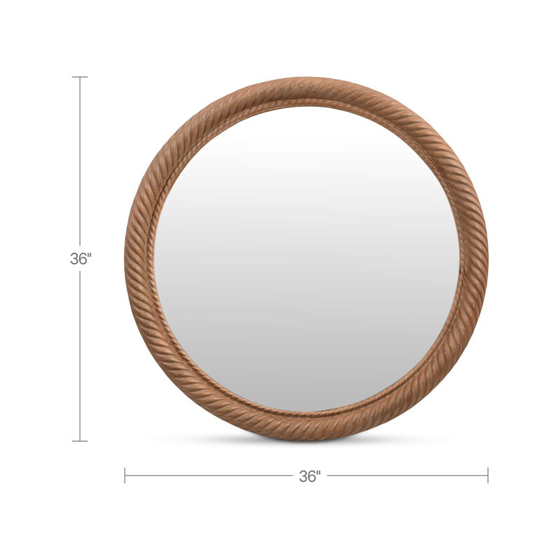 Delphine Round Solid Wood Wall Mirror, Large