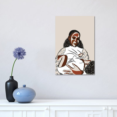 Black Mothers Breastfeed II 1 Piece Wrapped Canvas Painting