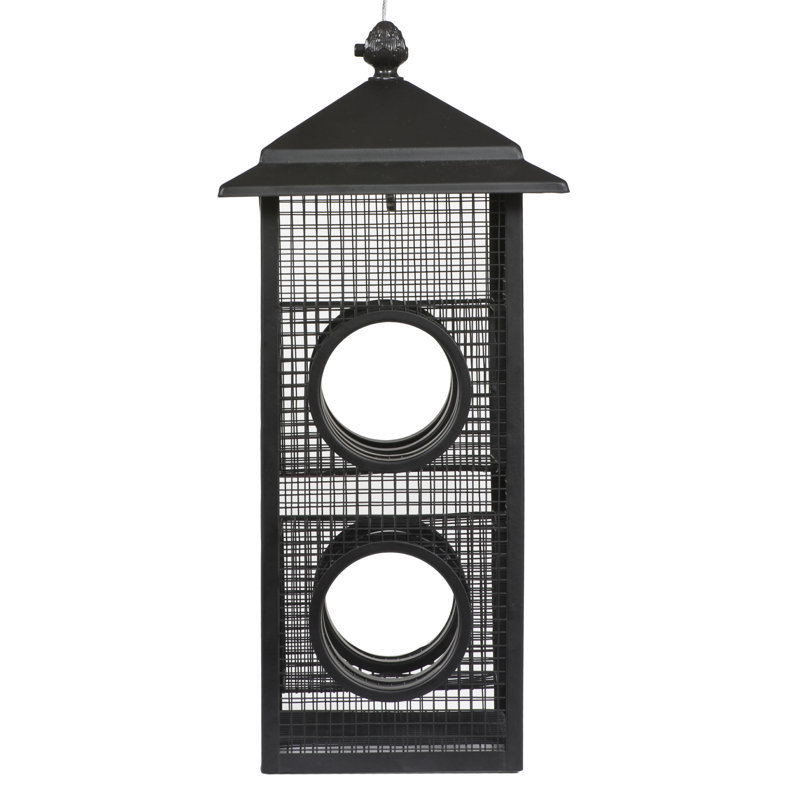 Black Metal Fly-Through Hanging Wild Bird Feeder