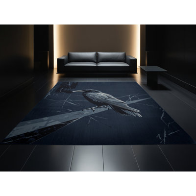 Tapis gris moelleux et moelleux à motif abstrait moderne et contemporain d'Halloween Feemster