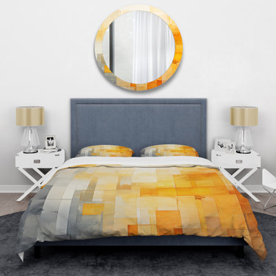 Ensemble de housse de couette jaune à panneaux solaires jaunes - Collages abstraits