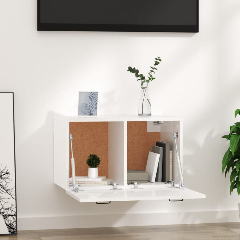 Floating Cabinet Engineered Wood Medium, High Gloss White