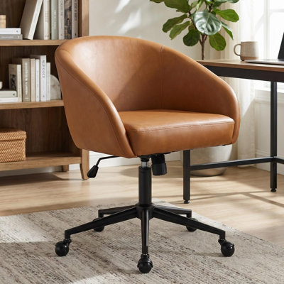 Chaise de bureau moderne Mid-Century avec siège rembourré, chaise de bureau pivotante à hauteur réglable pour bureau à domicile, bureau, chambre à coucher, coiffeuse et coiffeuse