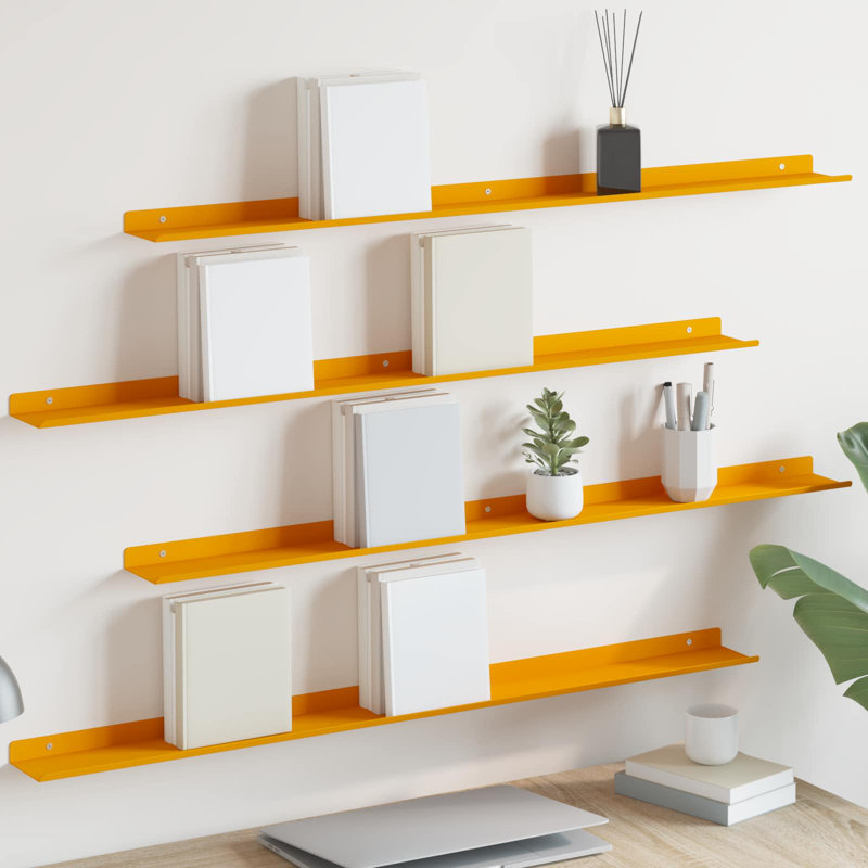 Steel Floating Shelf, Mustard Yellow