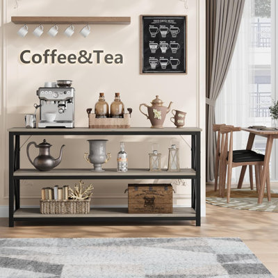 Entryway 55.1 * 13.4 * 30 Inch Console Table, 3-Tier Entryway Table w/ Open Shelves, Entryway Table with Storage, Living Room Tables