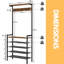 Chojolan Freestanding 5 Hook Coat Stand With Shoe Rack Industrial Rustic Brown Hallway Furniture