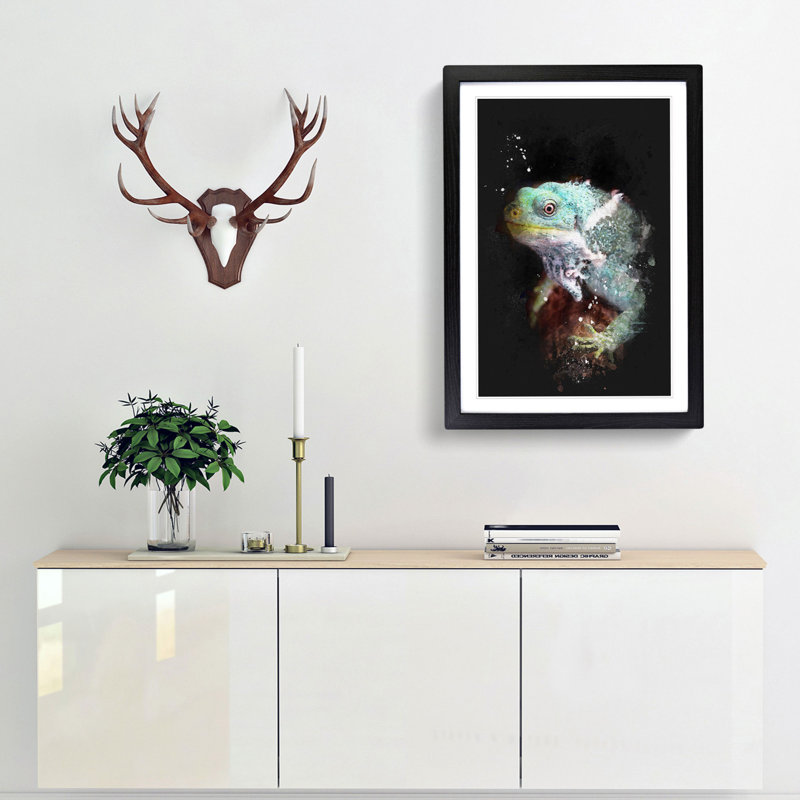 Fiji Iguana - Framed Print, 63cm H x 45cm W x 2cm D, Black Framed