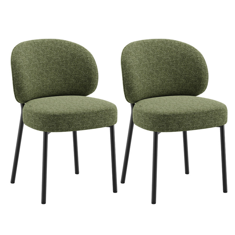 Chaises de salle à manger rembourrées de 49 cm de large avec dossier incurvé ergonomique, Vert