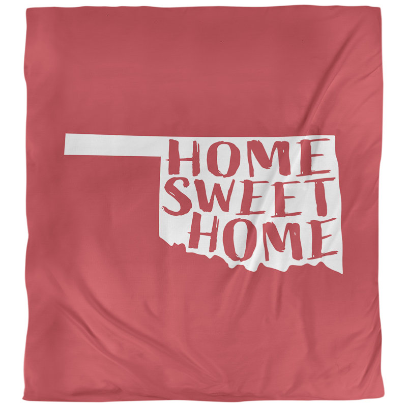 Housse de couette Home Sweet Oklahoma, Housse de couette pour très grand lit, Rouge, Microfibre