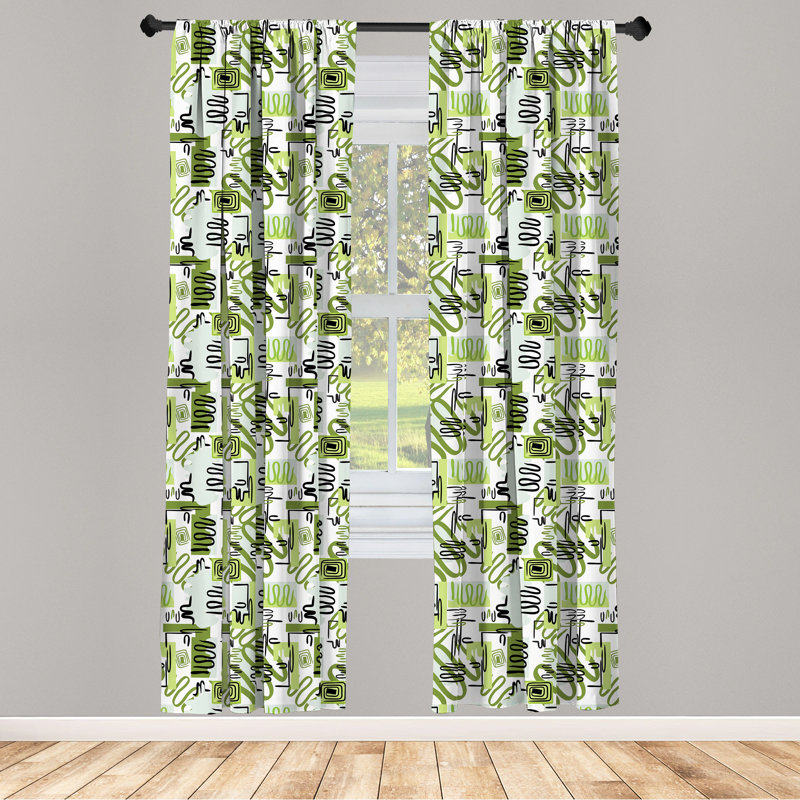 Abstract Semi-Sheer Rod Pocket Sliding Panel, 28" x 63"