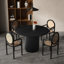 Table de salle à manger noire tendance avec placage de chêne, 47,2 po x 47,2 po x 29,5 po, base fabriquée à la main pour le café