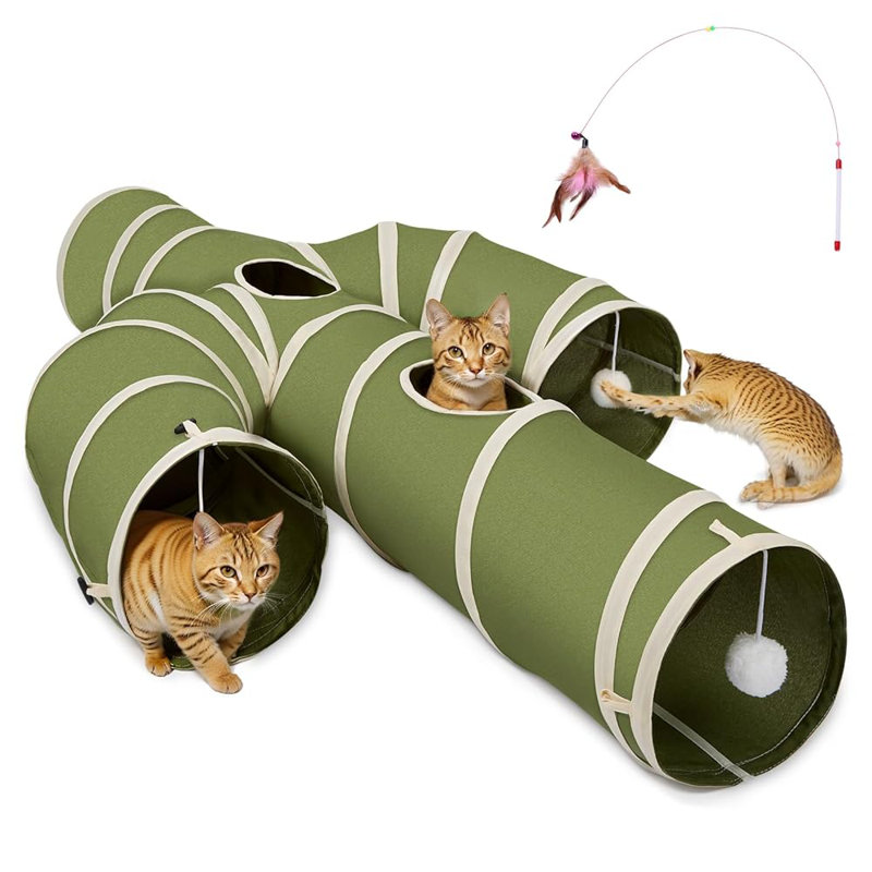 Tunnel pliable pour chat en forme de cactus, H 10 po x L 59 po x l 47 po