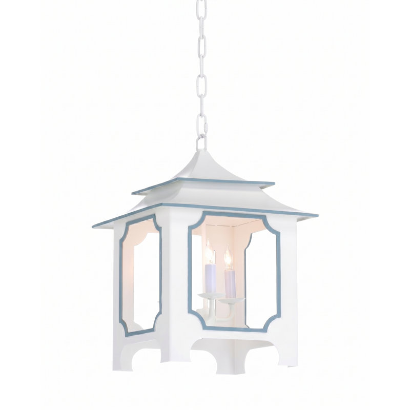 Lustre carré à 3 lumières Tole, Gris/bleu, H 18 po x l 13,5 po x P 13,5 po