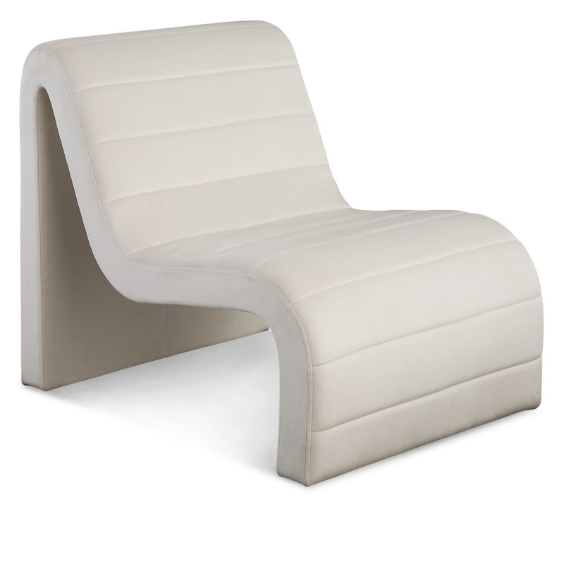 Issem 26.5'' Wide Tufted Velvet Side Chair, Cream Velvet