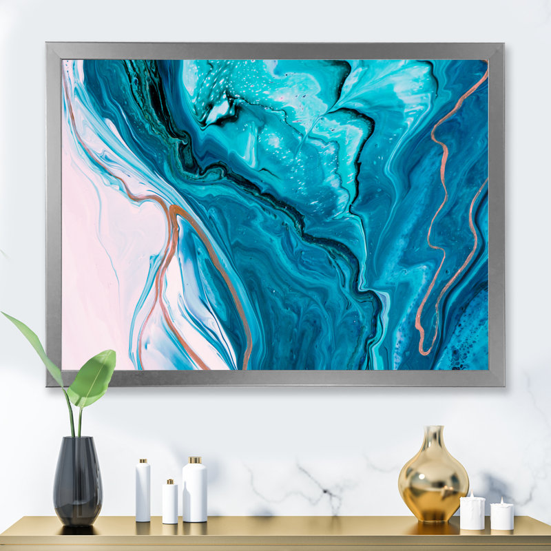 Luxury Luxury Turquoise Marble River - œuvre d'art moderne sur toile, H 8 po x l 12 po x P 1 po
