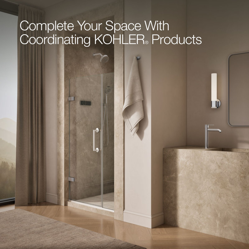 Components 33-5/8-In34-3/8-In W X 71-1/2-In H Frameless Pivot Shower Door With 3/8-In Crystal Clear Glass And Back-To-Back Vertical Door Pulls