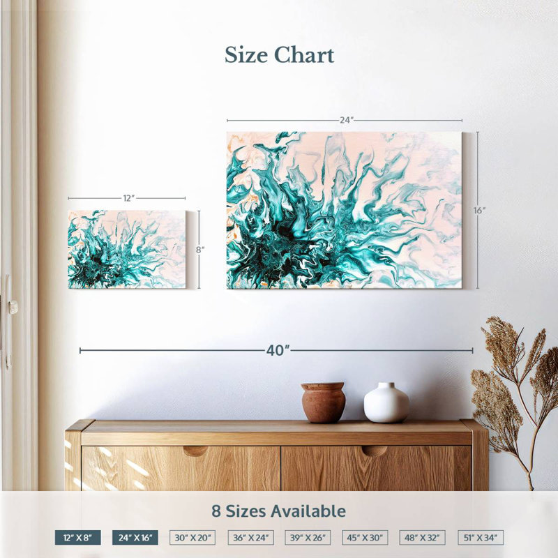 Avery Turquoise Dynamic Abstract, 16" H x 24" W