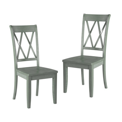 2 pièces de chaises bleu sarcelle décontractées pour la salle à manger, dossier transitionnel, hauteur de l'ensemble de 10,75 po, chaises latérales, dossier, placage de pin, dimensions de 23 po x 40 po