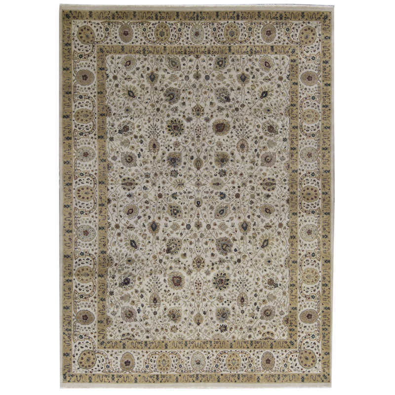 Tapis ivoire noué à la main de haute qualité