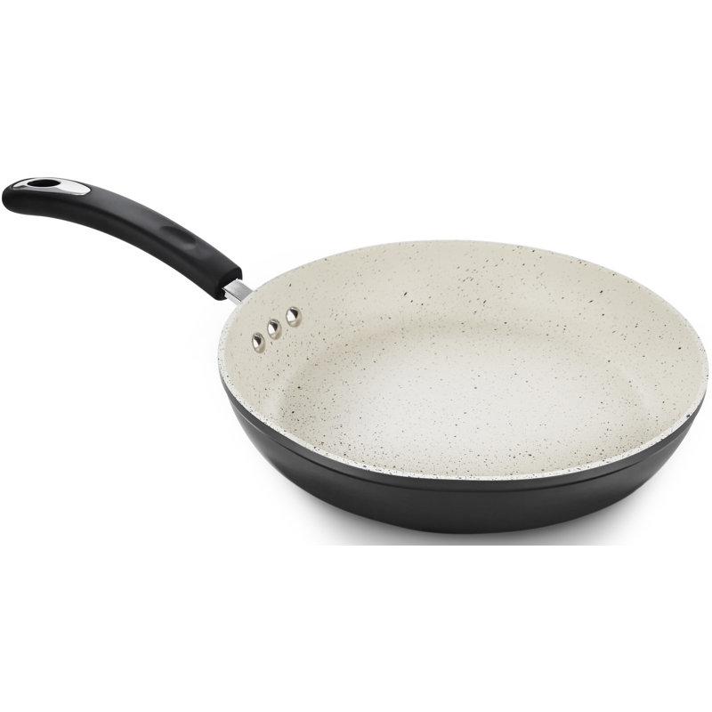 Poêle à frire Stone Earth par Ozeri, revêtement antiadhésif à 100% sans APEO et PFOA, 12 po, Noir / blanc