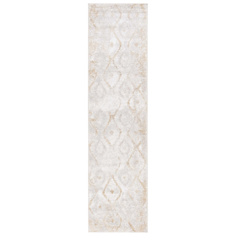 Tapis géométrique Milstein ivoire / doré, Rond 6 pi 7 po