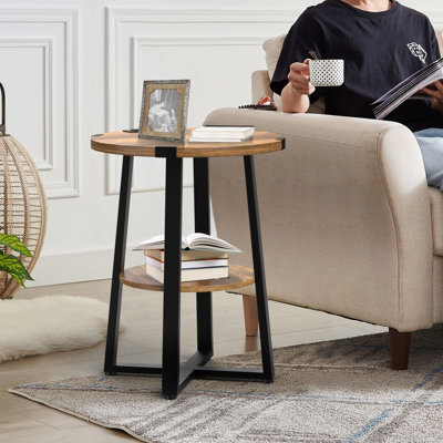 Table de bout haute Jalanda avec 2 ports USB, 2 prises de courant et 2 tablettes de rangement à 2 niveaux