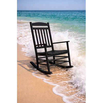 Chaise berçante d'extérieur en bois de peuplier noir Solari
