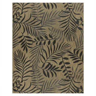 Tapis d'intérieur / extérieur à motif de feuilles de châtaignier brun Newtown