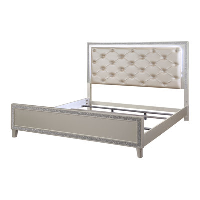 Farzeen Upholstered Standard Bed with Lighted Headboard -  Everly Quinn, 98BCF041666A45C396EAA5CF2CA1442C