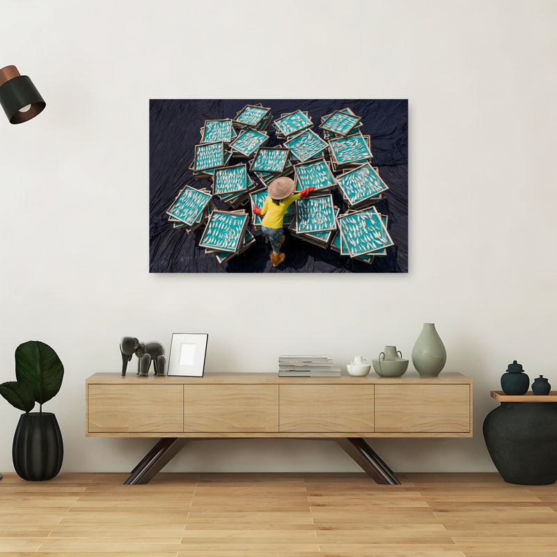 Art traditionnel de fruits de mer, H 40 po x l 60 po