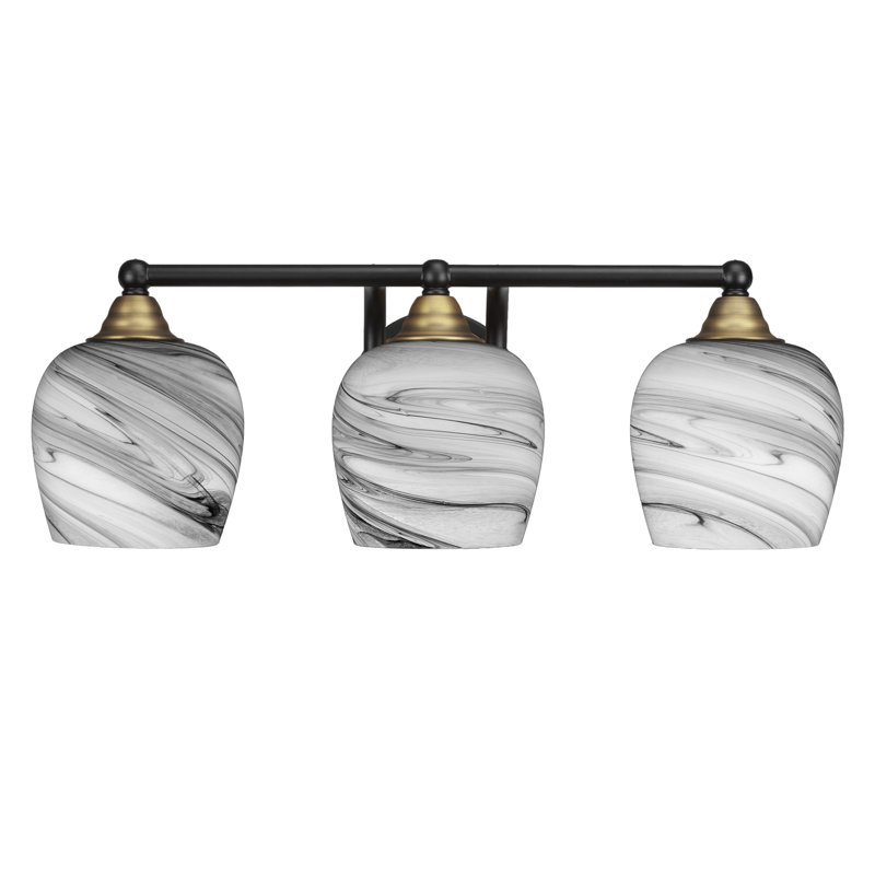 Michell 3-Light Bath Bar, Matte Black/Brass, Onyx Swirl