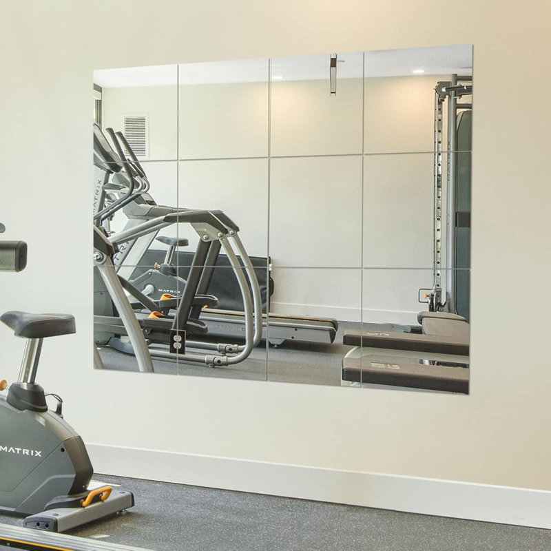 Miroirs 12 pièces Miroir mural sans cadre en verre pour salle de gym