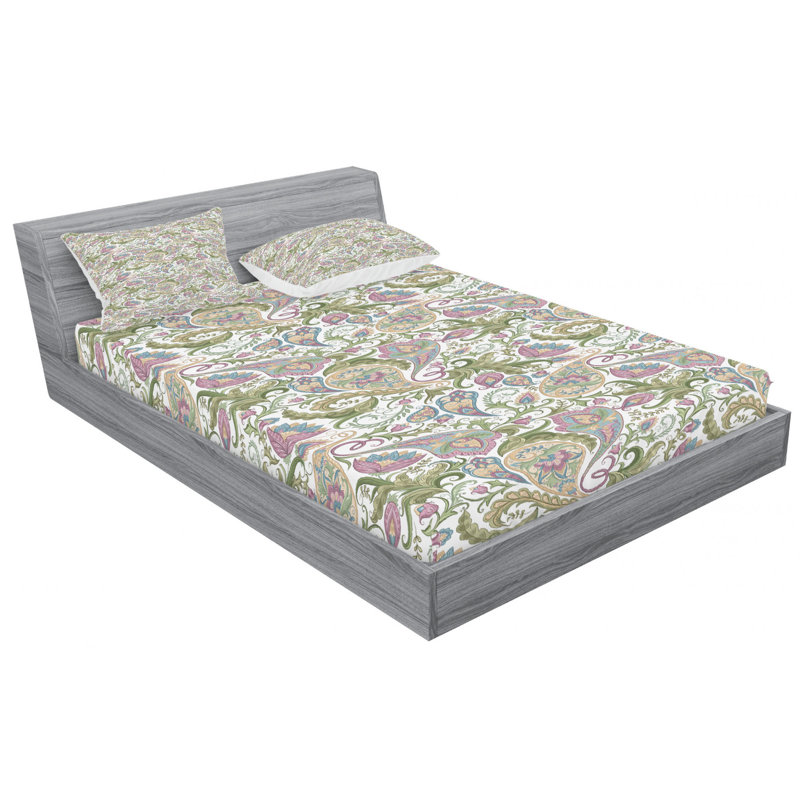 Microfiber Floral Sheet Set, Full/Double Sheet Set with 2 Pillowcases