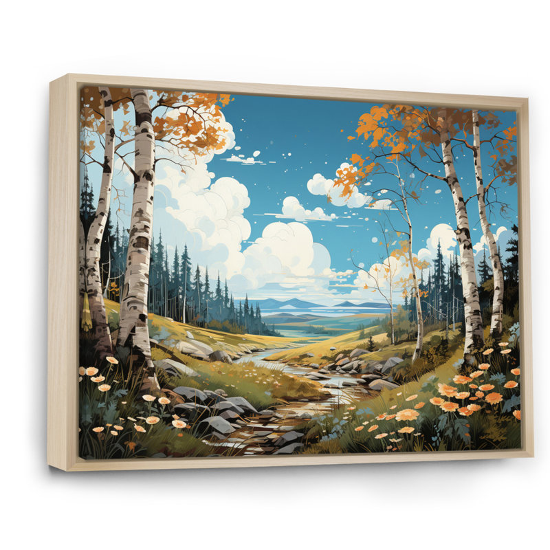 Birch Woods Whispering Winds XIII - impression, H 30 po x l 40 po x P 1,5 po, Cadre naturel flottant
