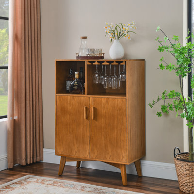 Armoire à liqueur de 31,5 po avec porte-verres à vin, support à vin et tablette réglable, armoire à vin, armoire à café pour la cuisine, buffet rustique avec rangement pour salle à manger maison de campagne
