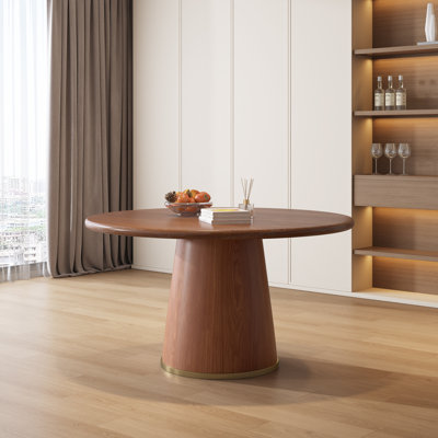Space-Saving Round Solid Wood Dining Table For Kitchen Restaurant Breakfast Office Gullu Mid-century/Farmhouse Style