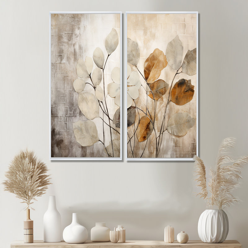Baillons - 2 reproductions d'art moderne sur toile, H 32 po x l 32 po, Impression encadrée flottante, Blanc
