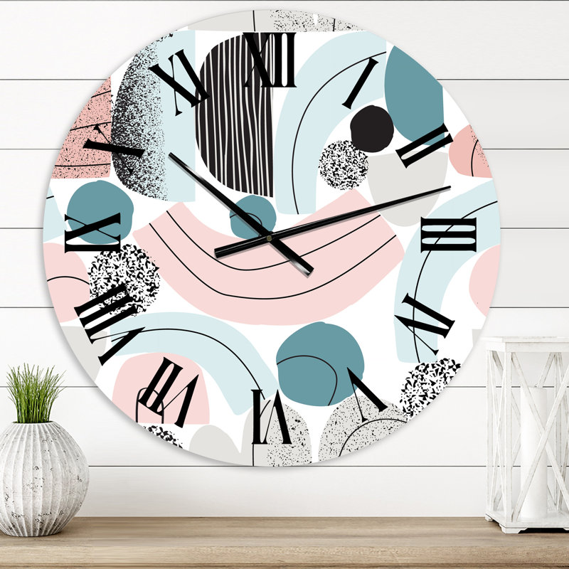Collage d'art coloré aux couleurs pastel - horloge murale moderne, Moyenne