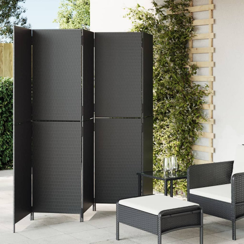 Neyzer Folding Room Divider, 5, 180cm H x 245cm W, Black