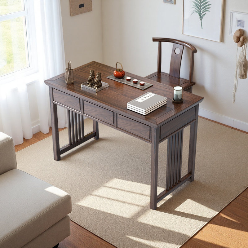 Bureau en bois de style industriel avec tiroirs de rangement, H 31,49 po x l 55,11 po x P 23,62 po