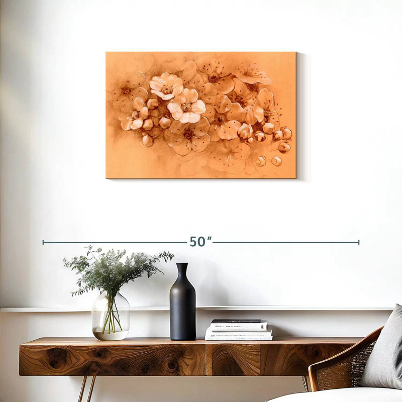 Harnek fleurs de printemps pastel orange, H 20 po x l 30 po