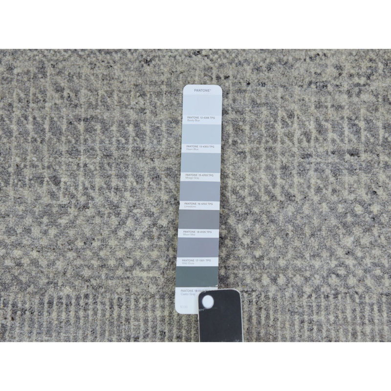2'5"x18'6" Scorpion Gray Undyed Wool Modern Grass Design Hand Knotted Wide Runner Rug 67E6FBD7D2A248E7B5F5E27968F9BD4F