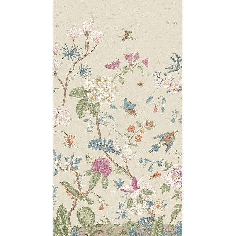 Abstract Floral Peel & Stick Floral Border, 132" L x 72" W