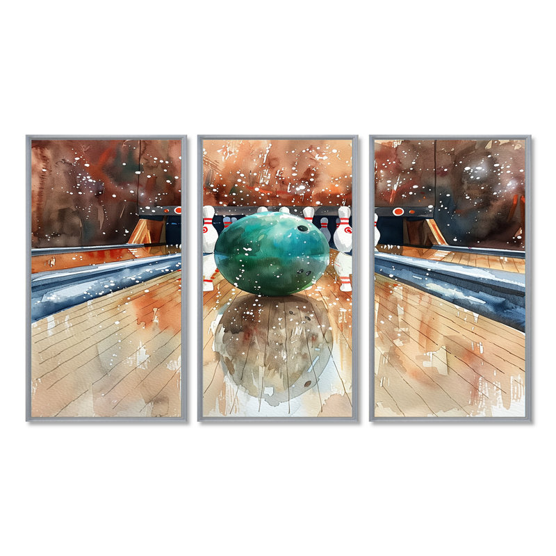 Jeu de quilles vertes Green Bowling Full Strike III, H 40 po x l 20 po x P 1 po, Toile argentée avec cadre flottant